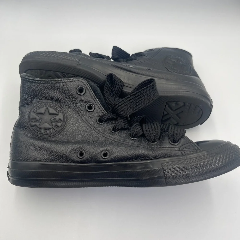Converse Chuck Taylor All Star Sneakers Unisex M6/W8 Black Leather Skate Shoes - Picture 11 of 11